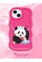 iPhone 15 Compatible Case Camera Protector Red Silicone Couple Phone Case Panda Pattern - 2
