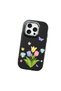 iPhone 16 Pro Max Compatible Case with Camera Protection Black Silicone Couple Phone Case with Floral Pattern - 3