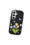Samsung Galaxy S25 Compatible Case Camera Protector Black Silicone Couple Phone Case with Floral Pattern - 3