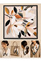 55cm Brown Leaf Pattern Hair and Neck Satin Square Scarf Shawl Multi-Use Hand and Bag Accessory - 2