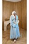 Efsun Ruffled Chiffon Dress Blue - 4