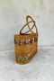 Genuine Rattan Woven Handbag 30X19 cm - Bohemian Wicker Bag with Batik Lining and Round Wooden Handle - 6