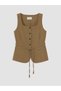 Nevavm Women's Classic Vest with Belted Waist in Linen Blend