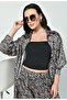 Black & Brown Zebra Print Modest Co-Ord Set Japanese Satin Premium Western Wear - 6
