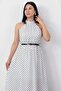 Halter Neck Leather Belted Polka Dot Dress K-261729 - 2