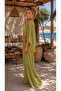 Green Lux Chiffon Fabric Blouse and Pants Beach Wear 2 Piece Set L/Xl - 3