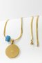 Gold Color Ayetel Kürsi & Esmaül Hüsna Written 316L Stainless Steel 3.5 cm Circle Pendant |   60 cm Crushed Italian Chain - 6