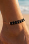 Women's Anklet Beaded Dorika Bulk Geometric Square Bead Detailed Double Row Rose Gold Chain Anklet - 2