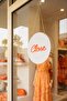 Store Shop Boutique Plexiglass Embossed Lettering 3D Open Close Open Closed Sign - White Orange - 2