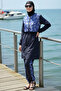 3-Piece Set: Front Zippered Cape with a Defined Collar, Elastic Waist, Burkini Parachute Fabric, Hijab Swimsuit D21 - 2