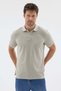 Khaki Polo Collar Pique Short Sleeve Slim Fit 100% Cotton T-Shirt 1011260171