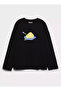 100% Cotton Oversize Fit Cacio E Pepe Printed - Crew Neck Long Sleeve T-Shirt