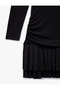 Long Sleeve Round Neck Draped Mini Pleated Knitwear Dress - 6