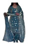 Blue Fandy Crush Silk Embroidered Dhoti Salwar Set - HRT6512 | Blue-Size:M-38-Inches