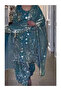 Blue Fandy Crush Silk Embroidered Dhoti Salwar Set - HRT6512 | Blue-Size:M-38-Inches - 3