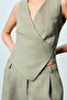 Asymmetrical Side Buttoned Linen Vest - 5