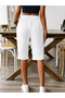 Women's Set of 2 White Navy Blue Elastic Waist Comfortable Cut Capri Shorts - 4