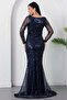 Square Neckline Long Sleeve Beaded Evening Dress 41231 - 8