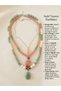 Natural Stone Aventurine, Letter-Themed Necklace, Strawberry Quartz, Agate Heart-Themed 3-Piece Women's Necklace - 3