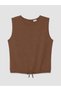 Özmarka New Season Brown Girls' Blouse with Drawstring Detail - 3