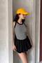Cycling Collar, Thick Striped Bib, Flexible Camisole Fabric, Striped Sleeveless Long Tank Top - 2