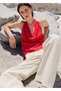 Drape halter yaka bluz - 6