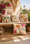 Leopard Safari Flowers Patterned 4-Piece Throw Pillow Cover Set - 2