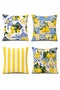 Striped Lemons Patterned 4-Piece Throw Pillow Cover Set - 3
