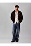 Men's Regular Fit Stand Collar Zippered Long Sleeve Black Jacket - 2