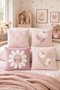 Pink Floor Daisies Patterned 4-Piece Kids and Baby Pillow Cover Set