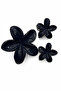 Black Shiny Flower Figured Hair Clip Set - Large and Small Size Hairpin Set