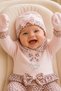 Baby Girl 5-Piece Hospital Discharge Set 0-3 Months Seasonal 100% Cotton Newborn Booties, Hat and Glove Set - 6