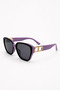 Bamboo Geometric Frame Black Gradient Glass Ultra Light Uv400 Filter Purple-Lilac Women's Sunglasses - 3