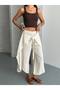 Layered Look Wide-Legged Trousers with Tie-Up Detail