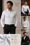 Long Sleeve Slim Fit 100% Cotton Twill Non-Iron Iron-Free Jacquard Striped Classic Men's Shirt