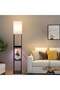 LIGHTING Modern LED Floor Lamp 62-Inch, 3-Color Dimming, Black Iron & Square Fabric Shade - 6