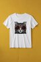 Unisex Oversize Cat with Glasses Printed White T-Shirt Minimalist Graphic Patterned Cotton Streetwear T-Shirt - 3