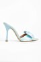 S-49 Blue Patent Leather Bow Detailed 11 cm Heeled Women's Slippers - 5
