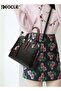 Women's Leather Tote Crossbody Bag with Little Fox Pendant, Adjustable Strap & Large Capacity - 5
