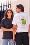 Unisex Oversized T-Shirt with Two Lamb Ears Print Black / White - 4