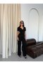 Women's Buckled Double-Breasted Top and Striped Modal Pants Set