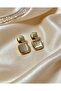 Gold Earrings with Square Natural Stones - 4