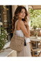 Women's Beige Knitted Shoulder Bag with Tassel Detail, Summer Bohemian Daily Bag 22X20X5 cm - 3