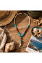 Bohemian Zareen Turquoise Stone Toothed Pendant Necklace - 3