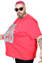 Mode XL Large Size T-Shirt with Bis Collar Chicago U26116 Red - 4