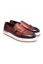 Brown Laceless Genuine Leather Men's Shoes