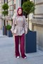 Women's Double Color V Detail Collar Lace-Up Hooded Parachute Suit Claret Red