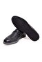 Black Color Laceless Genuine Leather Men's Shoes - 3