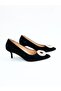 Women's Genuine Leather Shoes Black Suede - 2