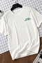 Green Rain Flowers Design 100% Cotton Half Oversize White T-Shirt - 2